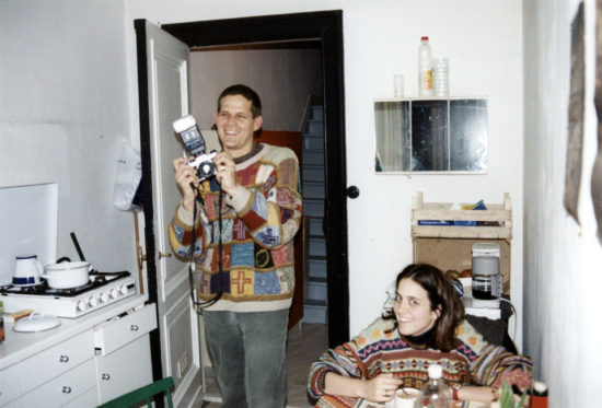 Janna and Marieke in the kitchen of our flat on Arendstraat - Antwerp 1998